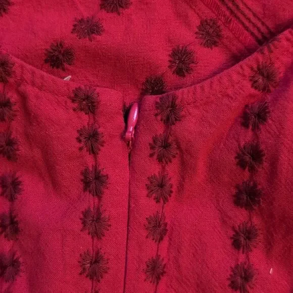 NWT Free People Juni Mini Dress Red Embroidered Cross Back  Size M - Picture 10 of 10